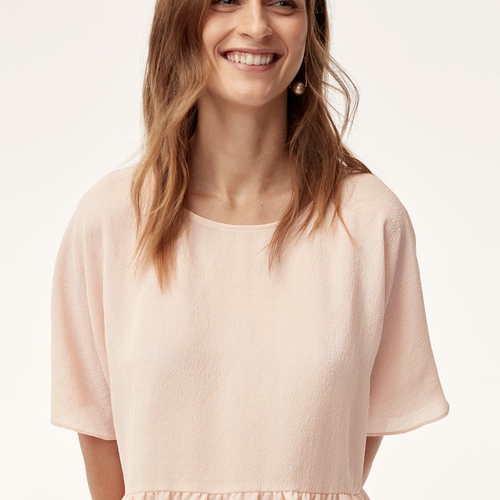 Aritzia Wilfred Macee Peplum Blouse Top Pink  XXS - Picture 2 of 7